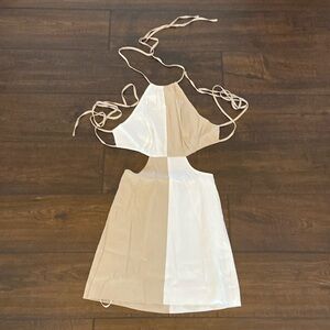 Gianni bini - ladies sz 2- linen like material- tan/ white